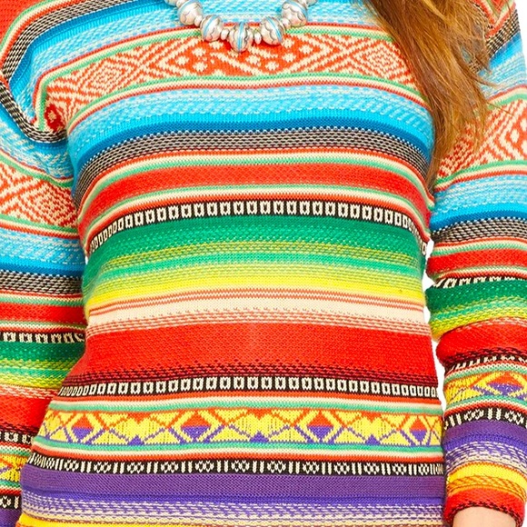 RALPH LAUREN Vtg Colorful Serape Indian Blanket Style Crew Neck Sweater Sz Large - Picture 3 of 6